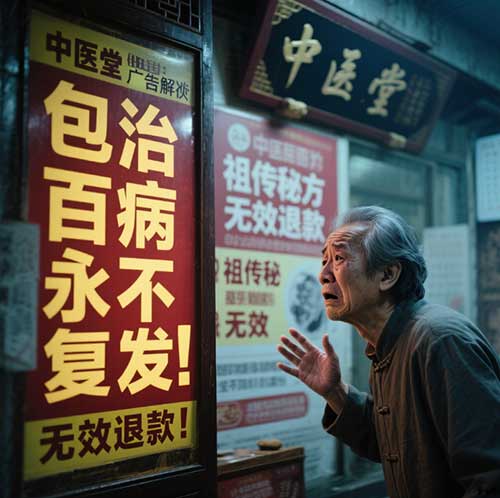中医堂违规广告被网警提醒
