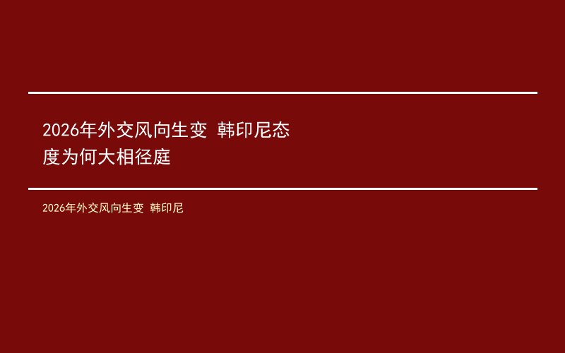 2026年外交风向生变 韩印尼态度为何大相径庭