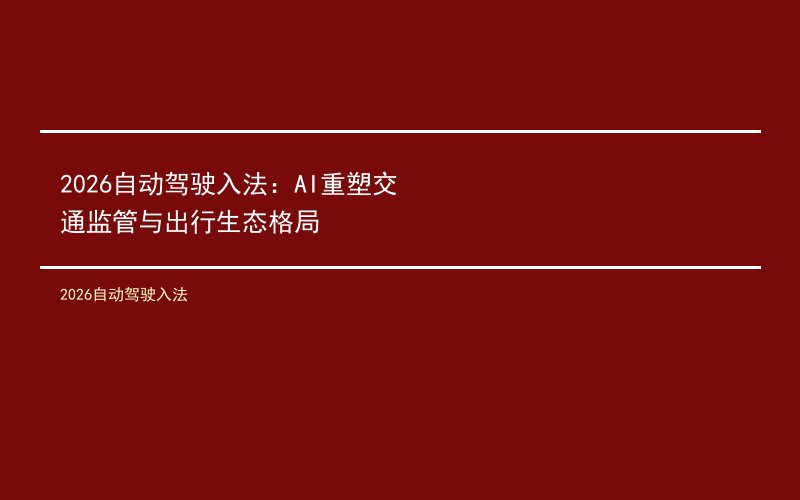 2026自动驾驶入法：AI重塑交通监管与出行生态格局